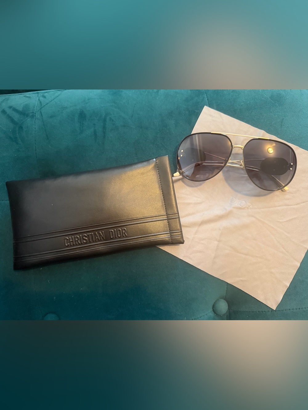 Christian Dior black/gold Bobby A1U Pilot sunglasses. Worn once. Pristine!